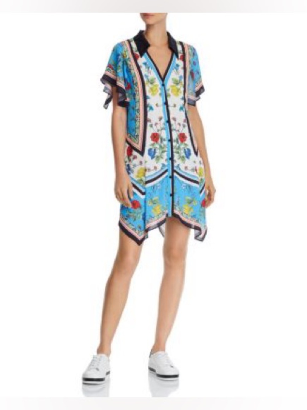 Alice + Olivia Conner Floral Scarf-Print Shirt Dress Women's Multicolor Size XS